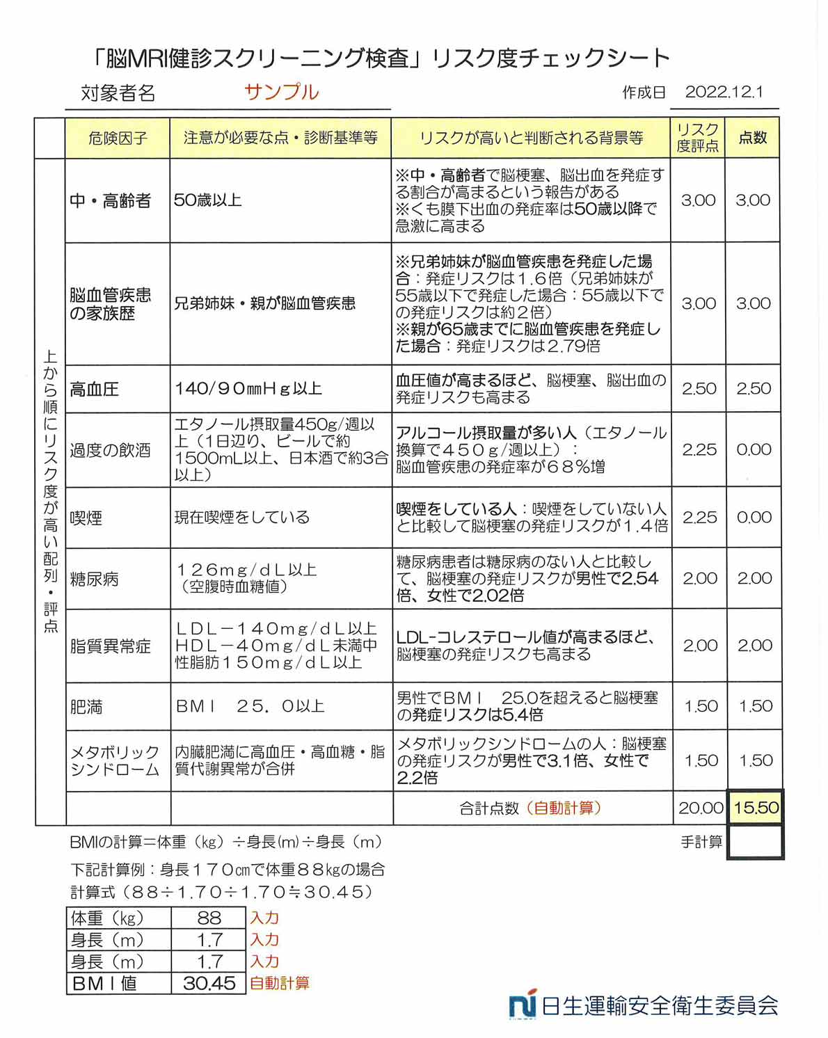 MRIによる頭部のスクリーニング健診